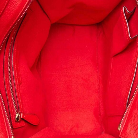 Celine Coquelicot Drummed Calfskin Leather Mini Luggage Tote Bag - Picture 10 of 12
